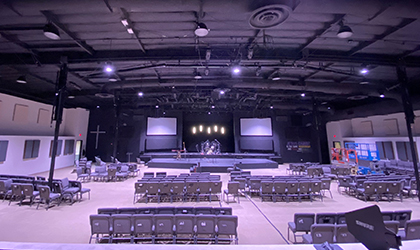 Icon Media transforms church sanctuary using dynamic qualities of Elation Fuze Pendant